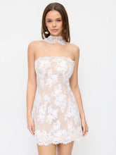 Lace Strapless Halter Neck Mini Dress
