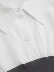 Two-Tone Mock Bustier Collared Short Sleeve Shirt