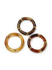 3PCS RESIN BAMBOO TUBE BRACELET SET
