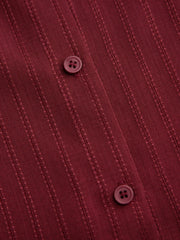 Polo Collar Texture Button Up Shirt Curve & Plus