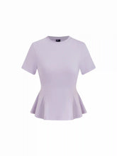 Cotton-blend Short Sleeve Ruffled Hem Tee