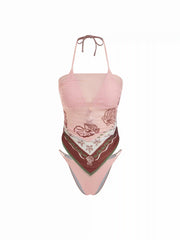 Halter Shell Beaded Bikini with Sarong