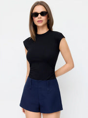 Ruched Round Neck Sleeveless Bodysuit