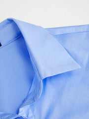 Stretch Cotton-blend Collar Button Long Sleeve Shirt
