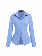Stretch Cotton-blend Collar Button Long Sleeve Shirt