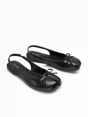 BOWKNOT DECOR SPLIT TOE SLINGBACK FLATS