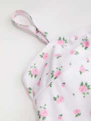 Square Neck Floral Ruffle Hem One-piece Swimsuit Curve & Plus