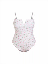 Square Neck Floral Ruffle Hem One-piece Swimsuit Curve & Plus