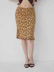 Flocking Lace Low Rise Floral Mermaid Midi Skirt