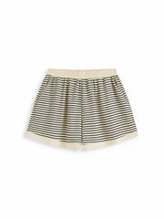 Cotton-blend Stripe Contrasting Binding Tee & Elastic Waist Shorts Set Curve & Plus