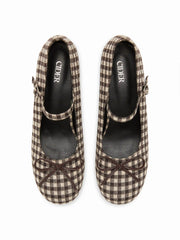 BOWKNOT CHUNKY HEELED MARY JANE SHOES