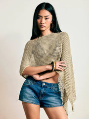 Multi-way Asymmetric Knit Poncho Top