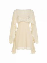 Chiffon Lace Panel Cape & Floral Cami High Rise Mini Dress Set
