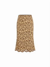 Flocking Lace Low Rise Floral Mermaid Midi Skirt