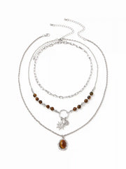 SUN & GEMSTONE PENDANT BEADED LAYERED NECKLACE