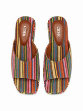 STRIPED PLATFORM WEDGE HEELED SANDALS