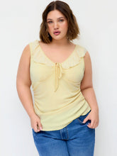 V-neck Ruffled Bowknot Ruched Tank Top Curve & Plus