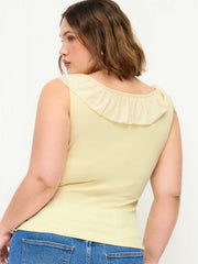 V-neck Ruffled Bowknot Ruched Tank Top Curve & Plus