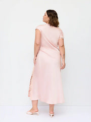 Satin Lace Trim Split Mermaid Maxi Dress Curve & Plus