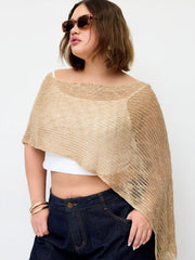 Multi-way Asymmetric Knit Poncho Top Curve & Plus