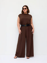 Round Neckline Oversized Jumpsuit with Belt Curve & Plus