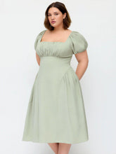 Square Neck Puff Sleeve Ruched Milkmaid Maxi Dress Curve & Plus