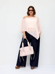 Chiffon Asymmetrical Hem Poncho Top Curve & Plus