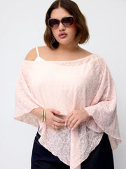 Chiffon Asymmetrical Hem Poncho Top Curve & Plus