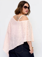 Chiffon Asymmetrical Hem Poncho Top Curve & Plus