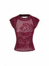 Knit Floral Pointelle Hollow Out Vest