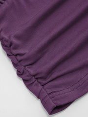 Boat Neck Batwing Sleeve Backless Drawstring Metal Detail Oversized Crop Tee