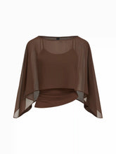 Ruched Cami Top & Chiffon Boat Neck Cape