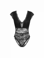 Lace V-Neck Sleeveless Bodysuit Top