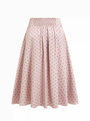 Satin Mid Rise Polka Dot Flared Maxi Skirt Curve & Plus