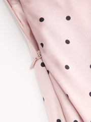 Satin Mid Rise Polka Dot Flared Maxi Skirt Curve & Plus