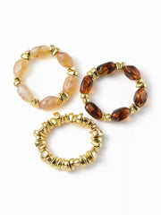 3PCS RESIN BAMBOO TUBE BRACELET SET