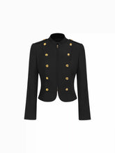 Napoleon Stand Collar Metal Detail Zip Through Military Style Jacket