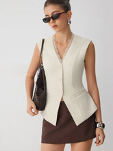 V-neck Lace Trim Waistcoat Top