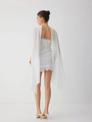 Lace Cotton-blend Bandeau Bodycon Mini Dress With Scarf