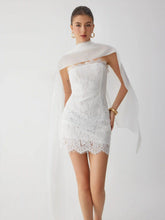 Lace Cotton-blend Bandeau Bodycon Mini Dress With Scarf