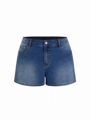 Stretch Denim Low Rise Floral Shorts Curve & Plus