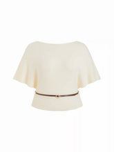 Knit Boat Neck Batwing Sleeve Top With Belt Curve & Plus