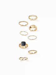 8PCS GEMSTONE & RHINESTONE RING SET