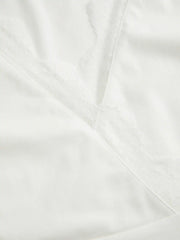 V-neck Mid-length Sleeve Scalloped Lace Trim Tee Curve & Plus