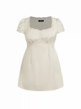 Square Neck Lace Panel Slip Knotted Mini Dress Curve & Plus