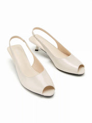 OPEN-TOE SLINGBACK KITTEN HEELS