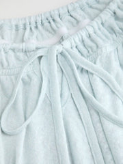 Textured Scoop Neck Drawstring Lace Trim Oversized Top Curve & Plus