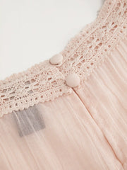 Chiffon Lace Panel Ruffle Sleeve Oversized Blouse