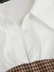 Collar Two Tone Patchy Short Sleeve Shirt
