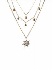 STAR&RHINESTONE LAYERED NECKLACE